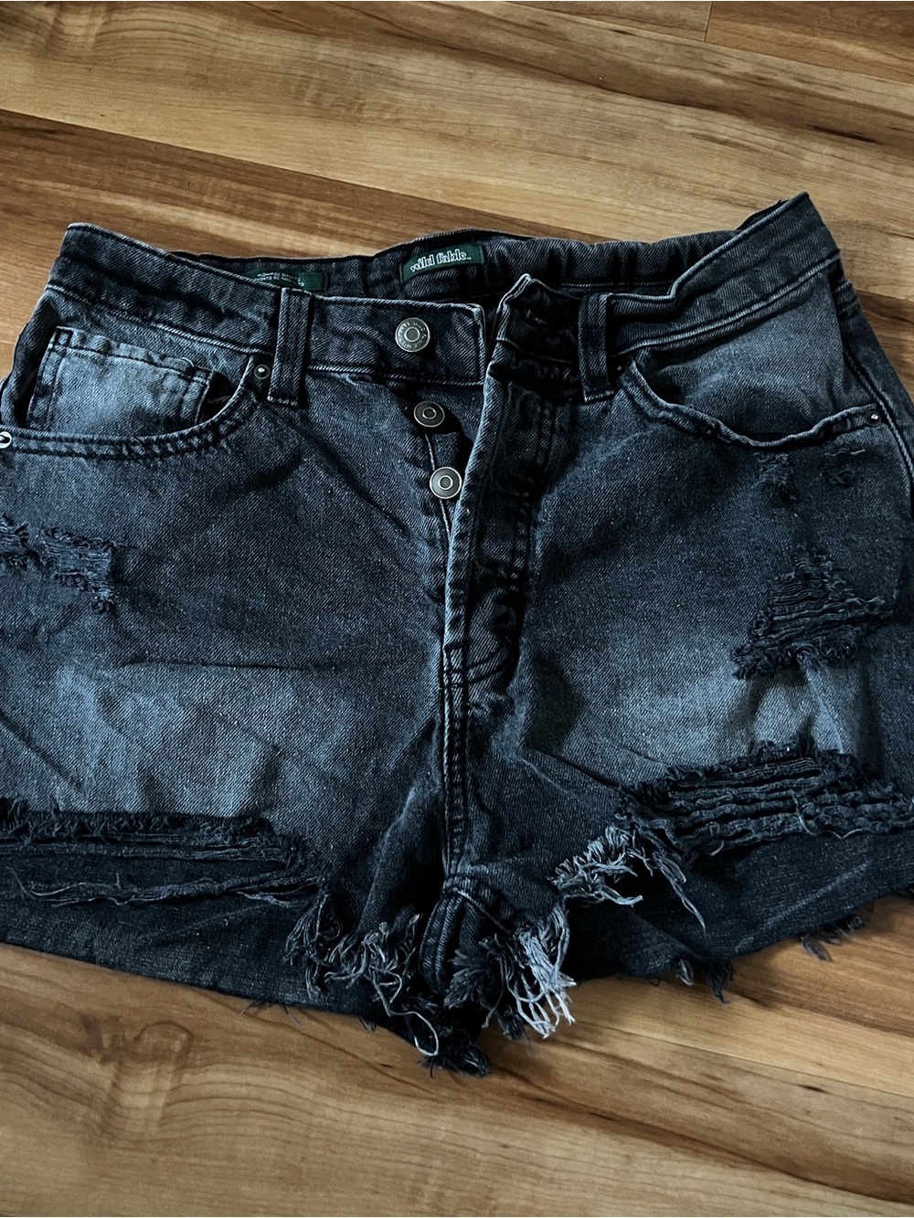 wild fable Black Distressed Denim Shorts
